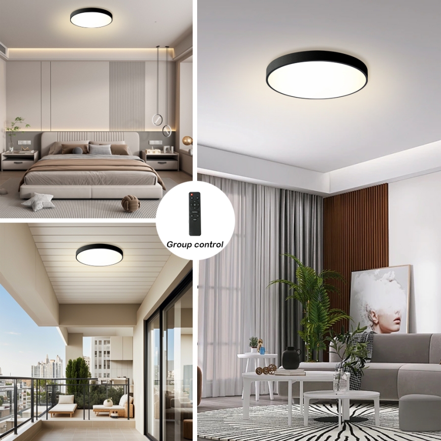 Brilagi - Plafonnier LED dimmable POOL LED/60W/230V 3000-6000K Ø 60 cm noir + télécommande