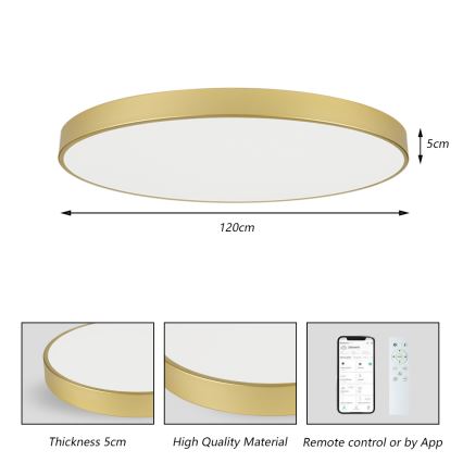 Brilagi - Plafonnier LED dimmable POOL SMART LED/180W/230V 3000-6000K 120 cm doré Wi-Fi Tuya + télécommande