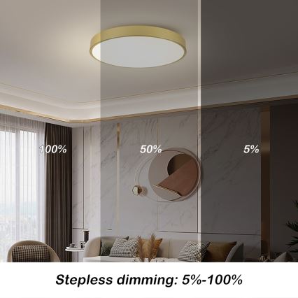 Brilagi - Plafonnier LED dimmable POOL SMART LED/100W/230V 3000-6000K 80 cm doré Wi-Fi Tuya + télécommande