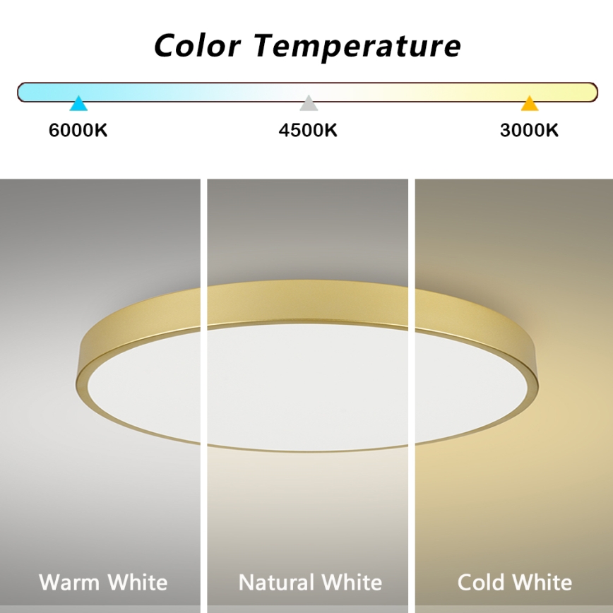 Brilagi - Plafonnier LED dimmable POOL SMART, 128 W, 230 V, 3000–6000 K, 100 cm, doré, Wi‑Fi Tuya + télécommande