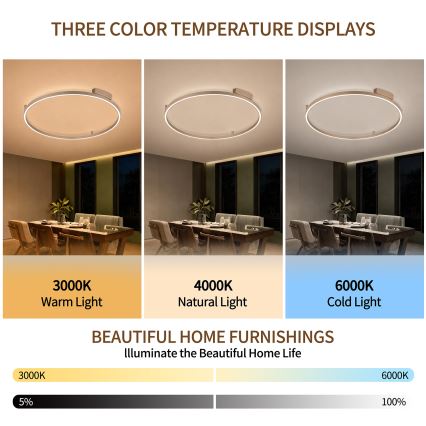 Brilagi - Plafonnier LED dimmable PORTOFINO LED/60W/230V 3000-6000K Ø 80 cm beige + télécommande