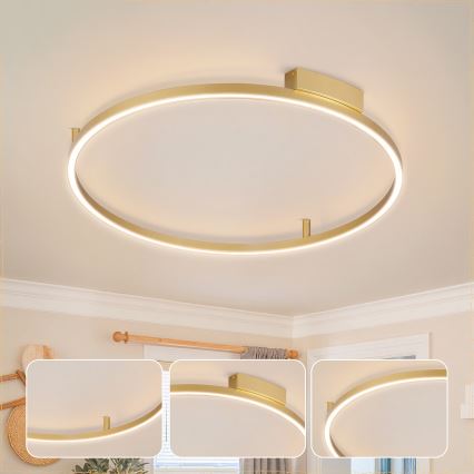 Brilagi - Plafonnier LED dimmable PORTOFINO LED/60W/230V 3000-6000K Ø 80 cm doré + télécommande