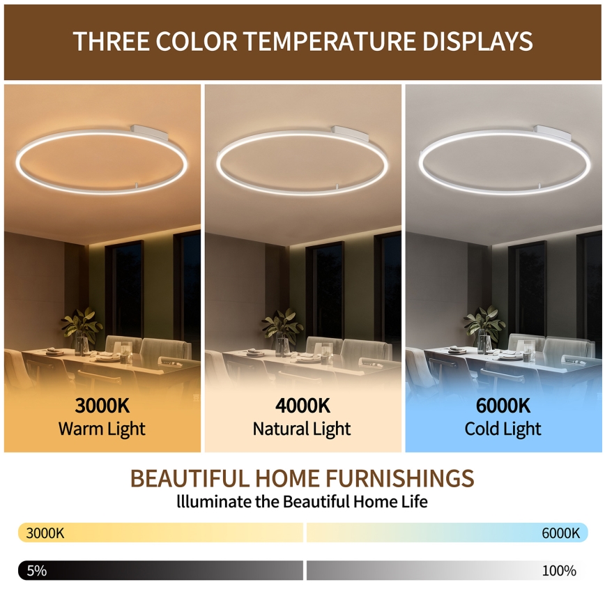 Brilagi - Plafonnier LED dimmable PORTOFINO LED/85W/230V 3000-6000K Ø 120 cm argenté + télécommande