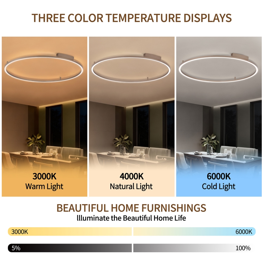 Brilagi - Plafonnier LED dimmable PORTOFINO LED/85W/230V 3000–6000 K Ø 120 cm beige + télécommande