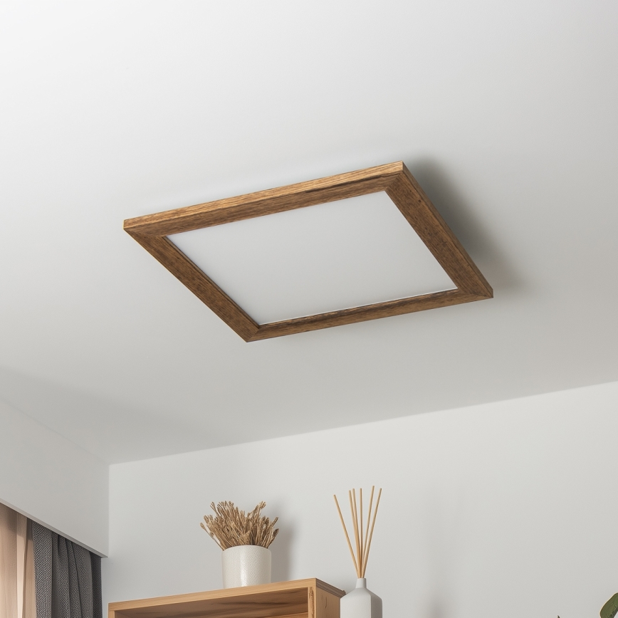 Brilagi - Plafonnier LED dimmable SLIMFRAME WOOD LED/36W/230V 49,5x49,5 cm 3000-6000K marron + télécommande