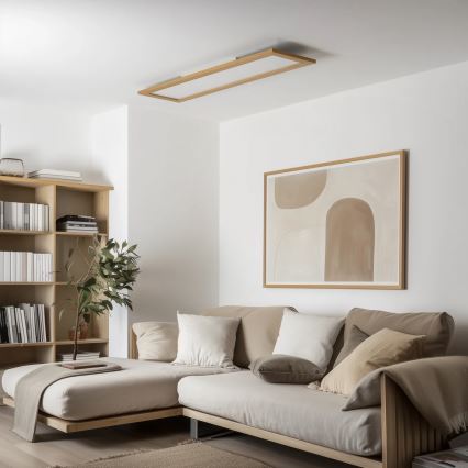 Brilagi - Plafonnier LED dimmable SLIMFRAME WOOD LED/58W/230V 124x34 cm 3000-6000K brun + télécommande