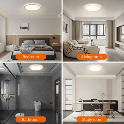 Brilagi - Plafonnier LED dimmable ULTRA SLIM LED/18W/230V 2700–6500K Ø 30 cm blanc + télécommande