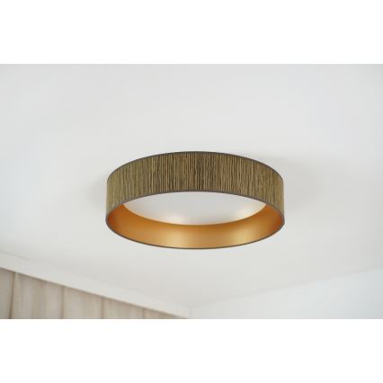 Brilagi - Plafonnier LED dimmable VEGAS SHINE LED/24W/230V Ø 45 cm 3000/4000/6500K paille brun/doré + télécommande