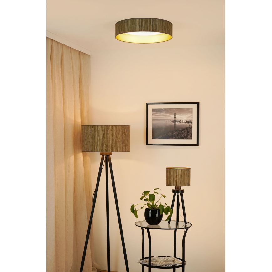 Brilagi - Plafonnier LED dimmable VEGAS SHINE LED/24W/230V Ø 45 cm 3000/4000/6500K paille brun/doré + télécommande