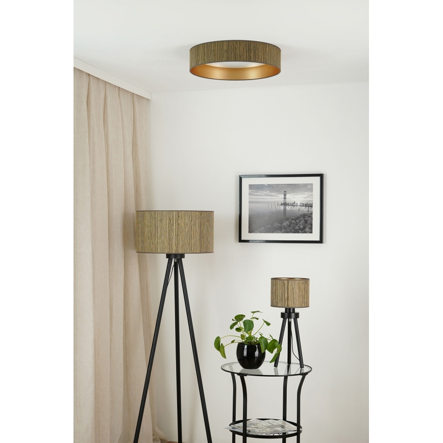 Brilagi - Plafonnier LED dimmable VEGAS SHINE LED/24W/230V Ø 45 cm 3000/4000/6500K paille brun/doré + télécommande