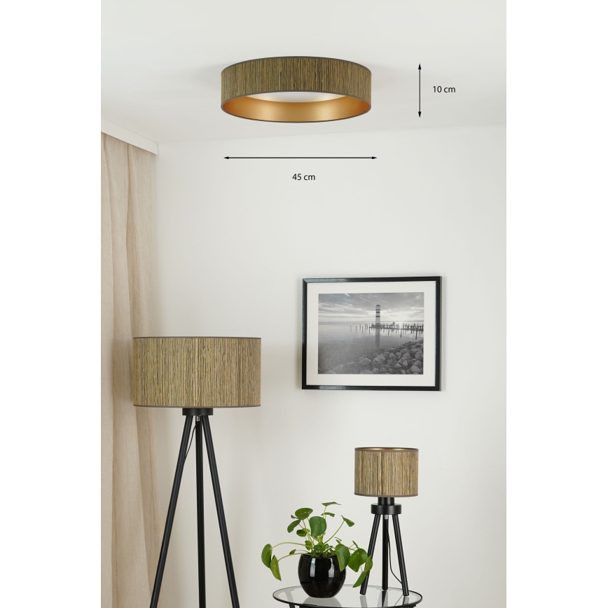 Brilagi - Plafonnier LED dimmable VEGAS SHINE LED/24W/230V Ø 45 cm 3000/4000/6500K paille brun/doré + télécommande
