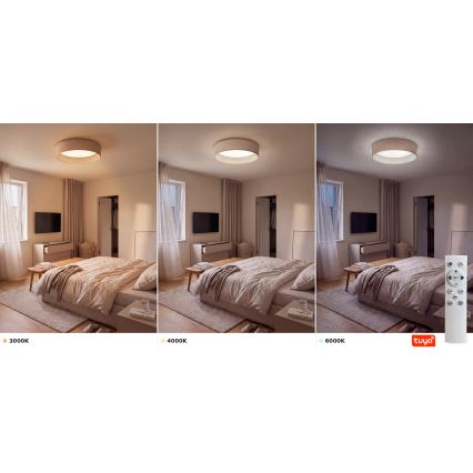 Brilagi - plafonnier LED dimmable VELVET SMARTIX LED/36W/230V 3000–6000K Ø 55 cm beige Wi‑Fi Tuya Beacon + télécommande