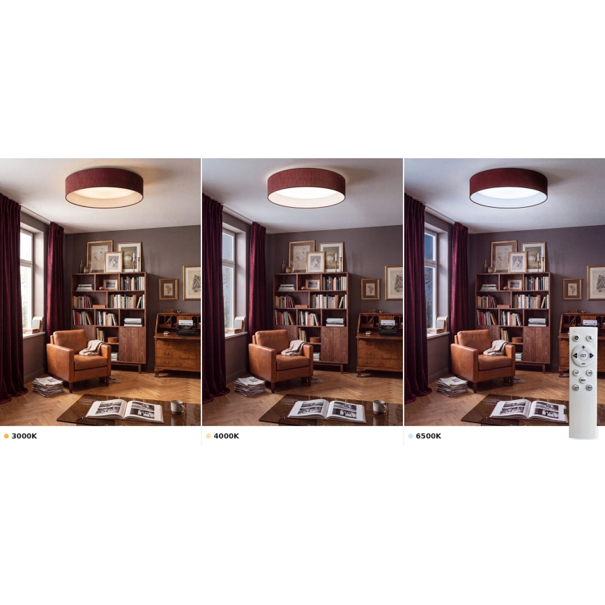 Brilagi - Plafonnier LED dimmable VELVET SMART VARI LED/24W/230V 3000-6500K Ø 45 cm bordeaux + télécommande