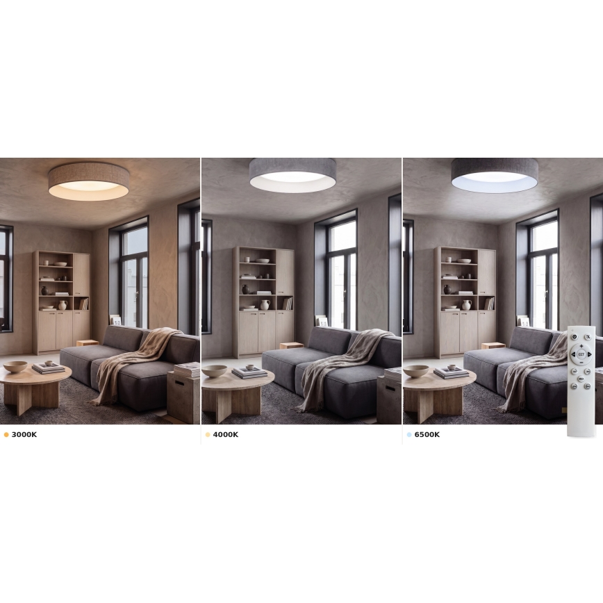 Brilagi - Plafonnier LED dimmable VELVET SMART VARI LED/36W/230V 3000-6500K Ø 55 cm, gris + télécommande