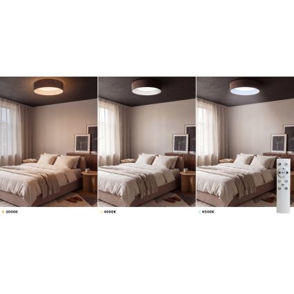 Brilagi - Plafonnier LED dimmable VELVET SMART VARI LED/36W/230V 3000-6500K Ø 55 cm marron + télécommande incluse