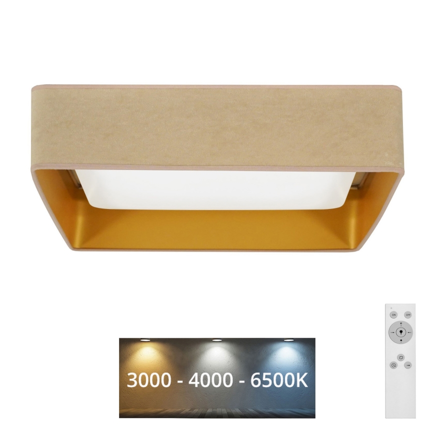 Brilagi - Plafonnier LED à intensité variable VELVET SQUARE LED/24W/230V 43x43 cm 3000/4000/6500K + télécommande beige