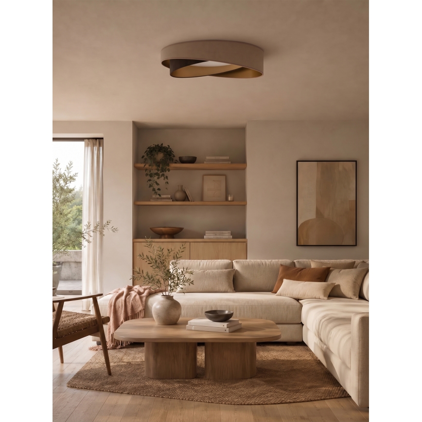BRILAGI - Plafonnier LED dimmable VELVET TWIST LED/36W/230V 3000-6000K Ø 65 cm Wi-Fi Tuya Beacon beige/marron/doré + télécommande