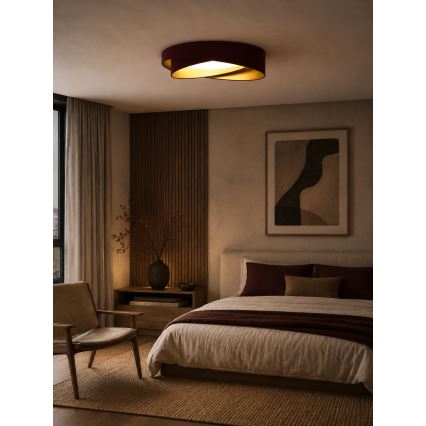 BRILAGI - Plafonnier LED dimmable VELVET TWIST LED/36W/230V 3000-6000K Ø 65 cm Wi-Fi Tuya Beacon bordeaux/or + télécommande