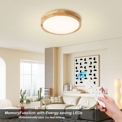 Brilagi - Plafonnier LED dimmable WOODLINE LED/48W/230V 3000-6000K chêne Ø 40 cm + télécommande