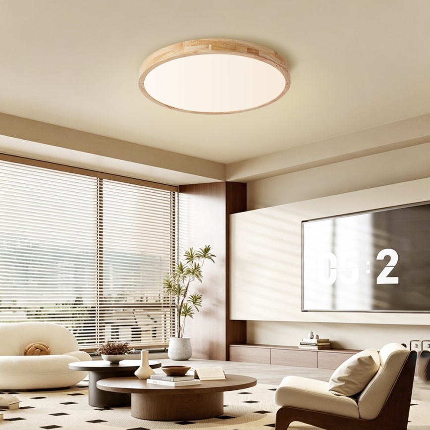 BRILAGI - Plafonnier LED dimmable WOODLINE LED/72W/230V 3000–6000 K chêne, Ø 60 cm + télécommande