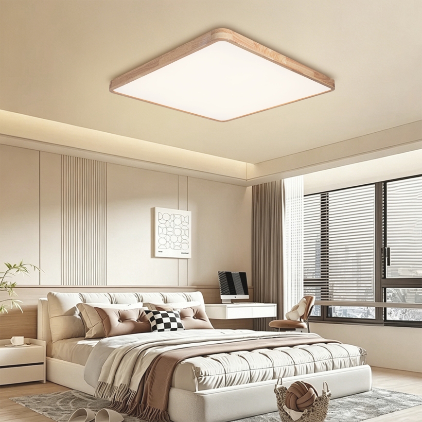 Brilagi - Plafonnier LED dimmable WOODLINE SQUARE LED/180W/230V 3000-6000K chêne 100x100 cm + télécommande