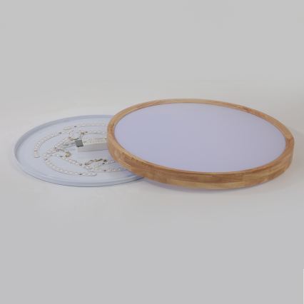 Brilagi - Plafonnier LED dimmable WOODROUND LED/40W/230V 3000-6000K diam. 60 cm bois IRC 90 + télécommande