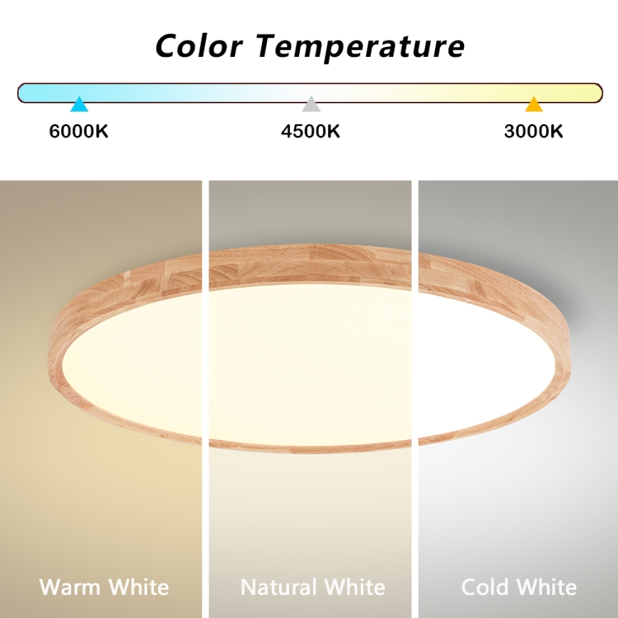 Brilagi - Plafonnier LED dimmable WOODROUND LED/70W/230V 3000-6000K Ø 80 cm bois IRC 90 + télécommande