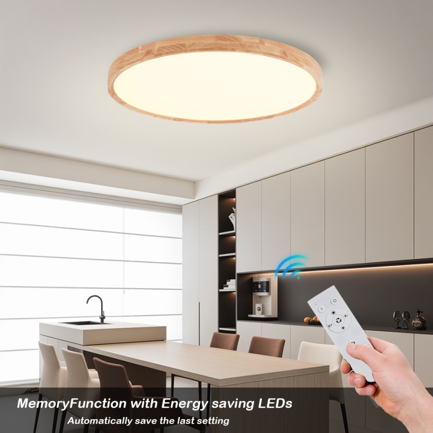 Brilagi - Plafonnier LED dimmable WOODROUND LED/70W/230V 3000-6000K Ø 80 cm bois IRC 90 + télécommande
