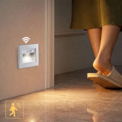 Brilagi - Luminaire d'escalier LED avec détecteur STEP LIGHT LED/1,5W/230V IP44 argenté