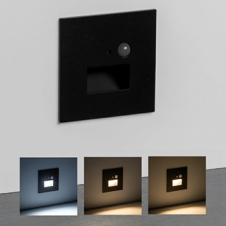 Brilagi - Luminaire LED pour escalier avec détecteur de mouvement et détecteur crépusculaire JACK LED/3W/230V 3000/4000/6500K IP65 noir