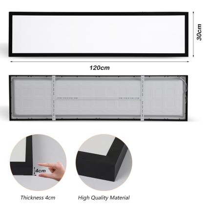 Brilagi - Plafonnier LED pour salle de bains FRAME LED/50W/230V 120x30 cm 3000/4000/6000K IP44 noir