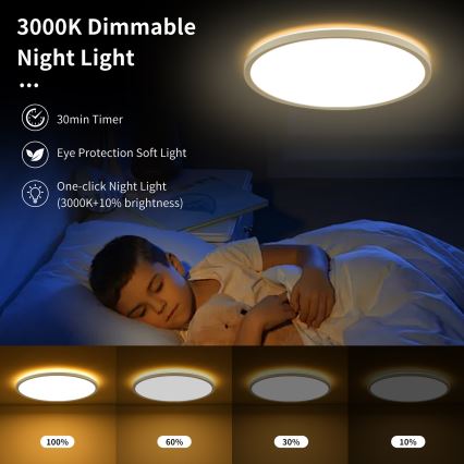 Brilagi - Plafonnier LED RGBW dimmable ULTRA SLIM LED/18W/230V 2700-6500K Ø 30 cm blanc + télécommande