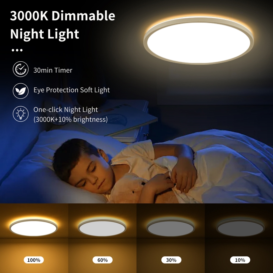 Brilagi - Plafonnier LED RGBW dimmable ULTRA SLIM LED/18W/230V 2700-6500K Ø 30 cm blanc + télécommande