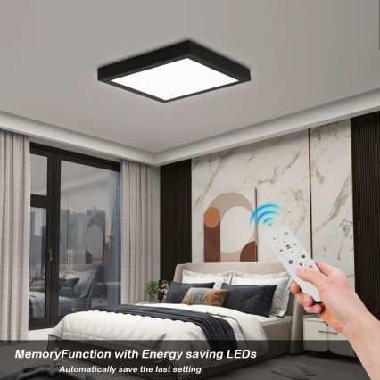 Brilagi - Plafonnier salle de bain à intensité variable FRAME SMART LED/24W/230V 30x30 cm 3000-6000K IP44 noir + télécommande