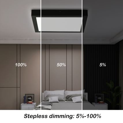Brilagi - Plafonnier salle de bain à intensité variable FRAME SMART LED/24W/230V 30x30 cm 3000-6000K IP44 noir + télécommande
