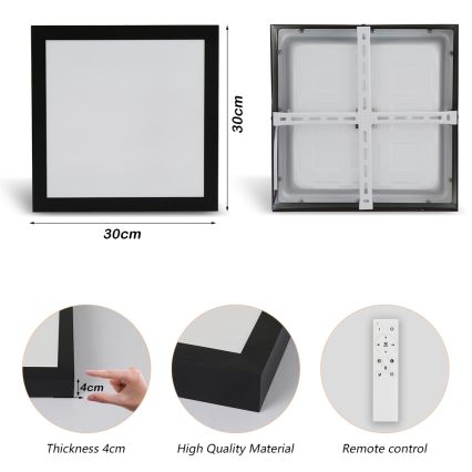 Brilagi - Plafonnier salle de bain à intensité variable FRAME SMART LED/24W/230V 30x30 cm 3000-6000K IP44 noir + télécommande