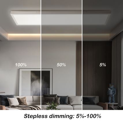 Brilagi - Plafonnier salle de bain à intensité variable FRAME SMART LED/50W/230V 30x120 cm 3000-6000K IP44 blanc + télécommande