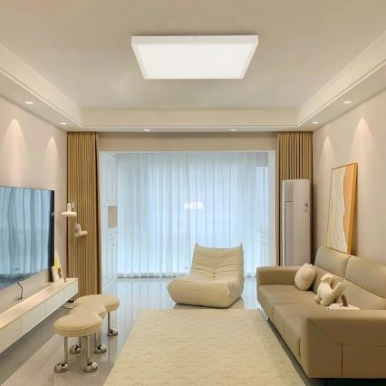 Brilagi - Plafonnier salle de bain à intensité variable FRAME SMART LED/50W/230V 60x60 cm 3000-6000K IP44 blanc + télécommande
