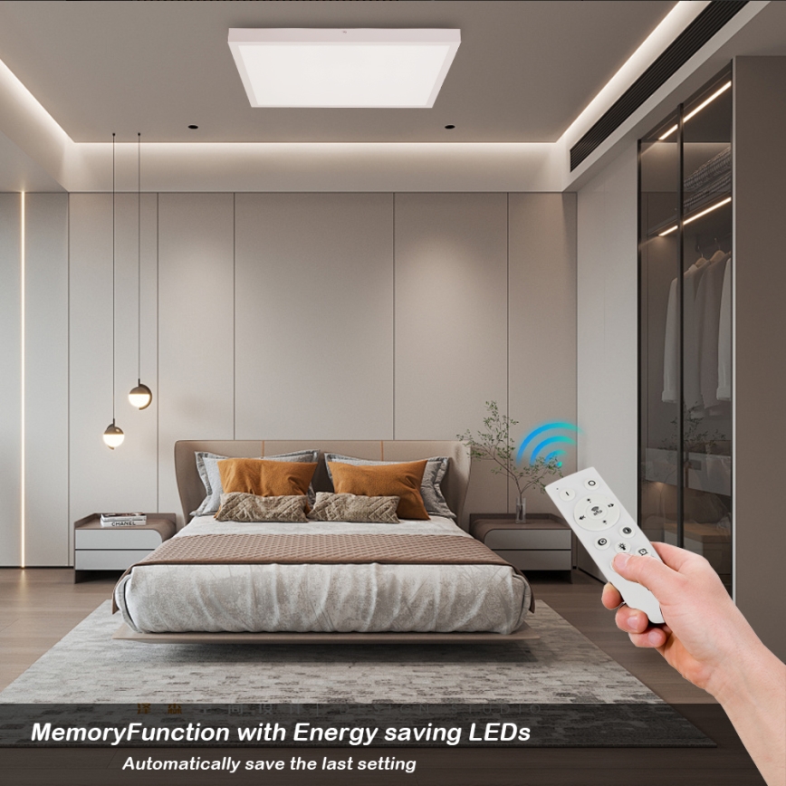 Brilagi - Plafonnier salle de bain à intensité variable FRAME SMART LED/50W/230V 60x60 cm 3000-6000K IP44 blanc + télécommande