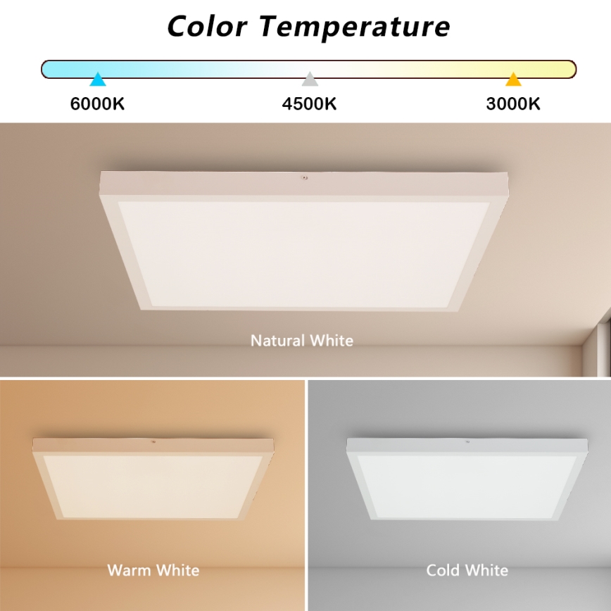 Brilagi - Plafonnier salle de bain à intensité variable FRAME SMART LED/50W/230V 60x60 cm 3000-6000K IP44 blanc + télécommande