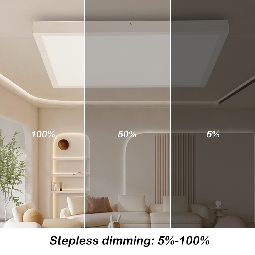 Brilagi - Plafonnier salle de bain à intensité variable FRAME SMART LED/50W/230V 60x60 cm 3000-6000K IP44 blanc + télécommande