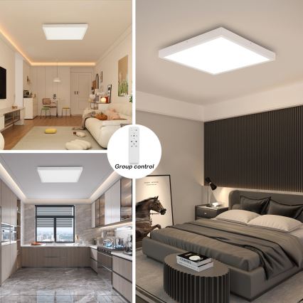 Brilagi - Plafonnier salle de bain à intensité variable FRAME SMART LED/50W/230V 60x60 cm 3000-6000K IP44 blanc + télécommande