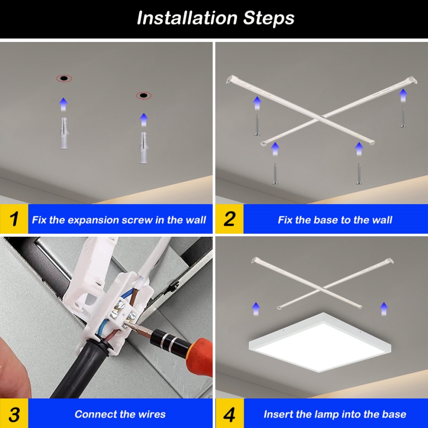 Brilagi - Plafonnier salle de bain à intensité variable FRAME SMART LED/50W/230V 60x60 cm 3000-6000K IP44 blanc + télécommande