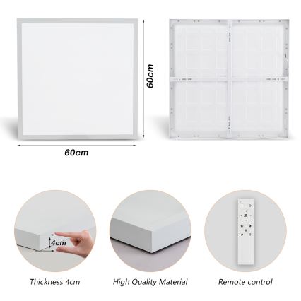 Brilagi - Plafonnier salle de bain à intensité variable FRAME SMART LED/50W/230V 60x60 cm 3000-6000K IP44 blanc + télécommande