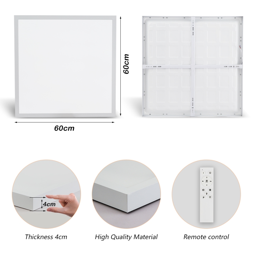 Brilagi - Plafonnier salle de bain à intensité variable FRAME SMART LED/50W/230V 60x60 cm 3000-6000K IP44 blanc + télécommande
