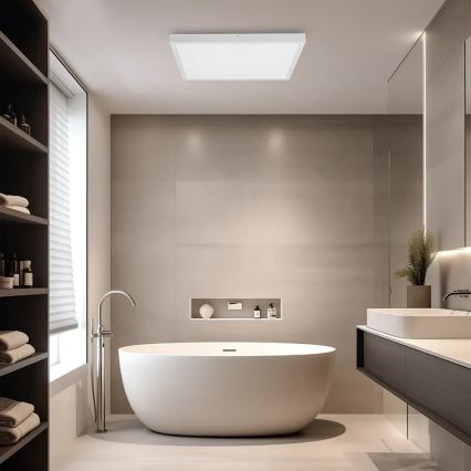 Brilagi - Plafonnier salle de bain à intensité variable FRAME SMART LED/50W/230V 60x60 cm 3000-6000K IP44 blanc + télécommande