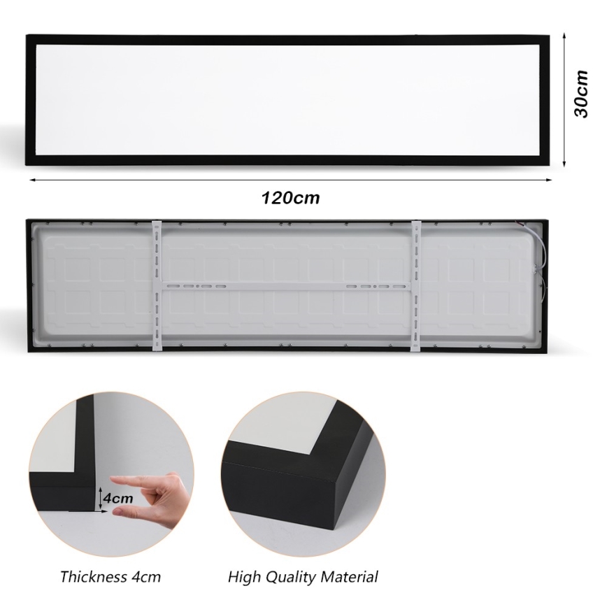Brilagi - Plafonnier salle de bain FRAME LED/50W/230V 30x120 cm 3000/4000/6000K IP44 noir