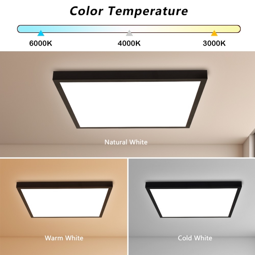 Brilagi - Plafonnier salle de bain FRAME LED/50W/230V 60x60 cm 3000/4000/6000K IP44 noir