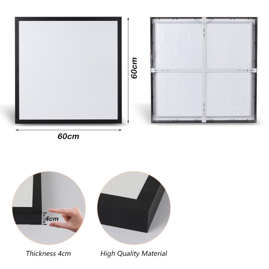 Brilagi - Plafonnier salle de bain FRAME LED/50W/230V 60x60 cm 3000/4000/6000K IP44 noir