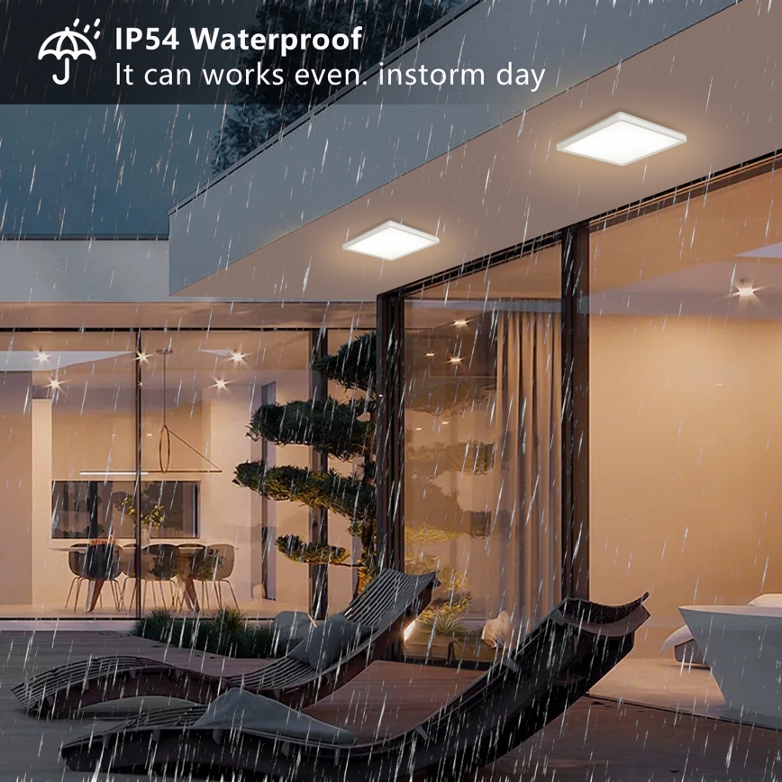 Brilagi - Plafonnier salle de bain ULTRA SLIM LED/18W/230V 30x30 cm blanc IP54